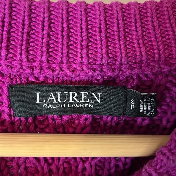 Ralph Lauren Black Label Fuchsia 100% cotton Cable Knit Sweater Sz SP - Picture 7 of 11